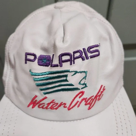 VTG Polaris WaterCraft Water Craft Leather Adjustable Strapback Hat Cap